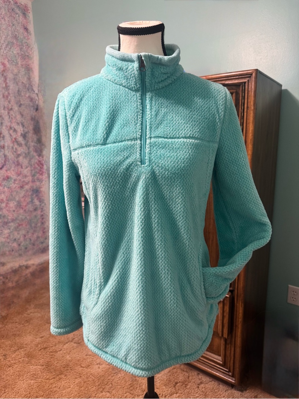 EUC - Talbots Teal Quarter-Zip Pullover